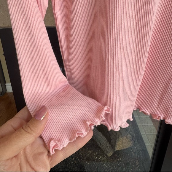 Little Me 4T Pink Ribbed Long Sleeve Ruffle Hem Shirt - Picture 3 of 6